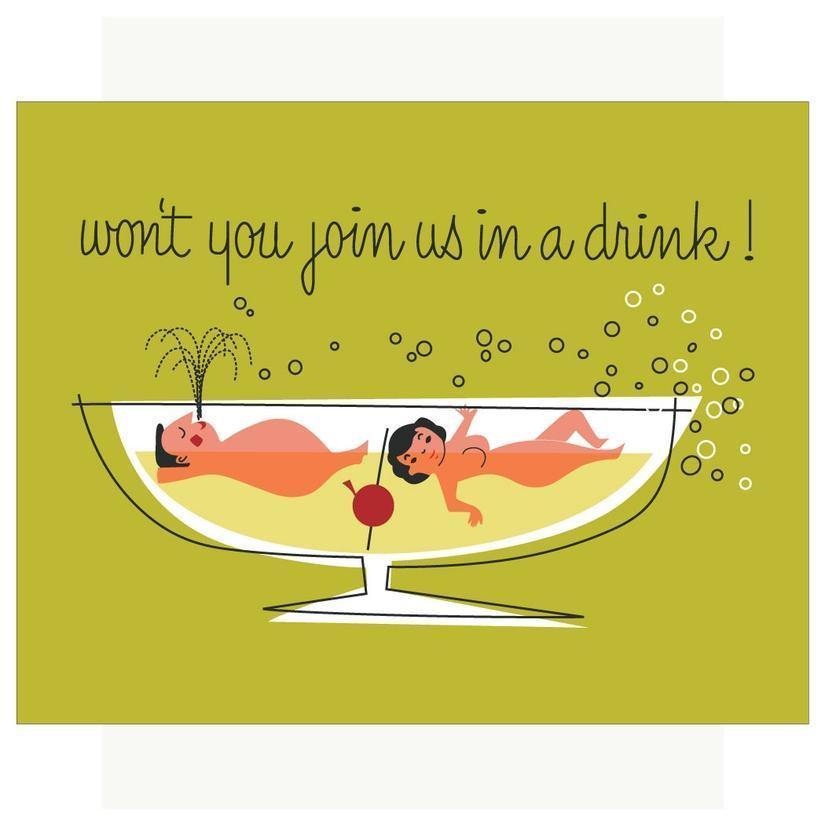 Won't You Join Us In a Drink Greeting Card - Thirty Six Knots - thirtysixknots.com