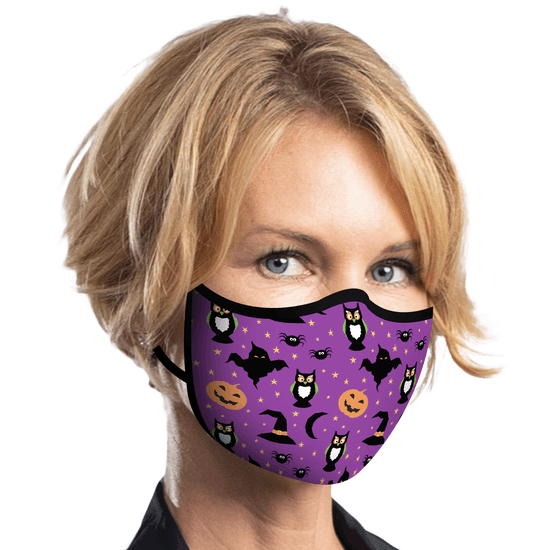 Purple Halloween Print Reusable Fabric Mask - Thirty Six Knots - thirtysixknots.com