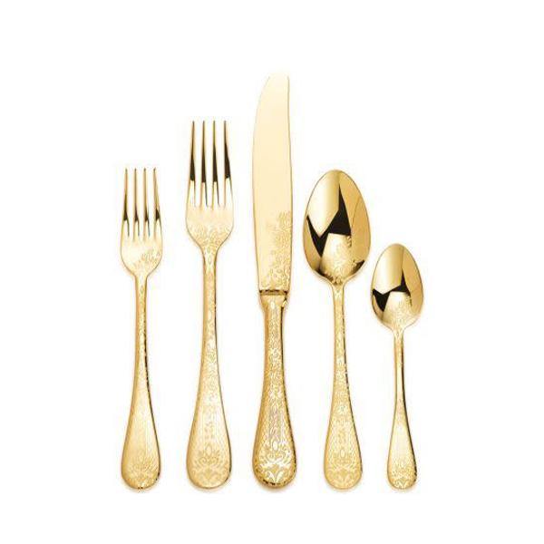 Mepra Casablanca Ice Oro 5 Flatware Set – Metallic Tableware, Dishwasher Safe Cutlery - Thirty Six Knots - thirtysixknots.com