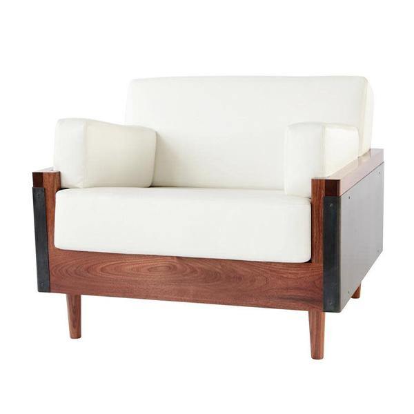 Lincoln Lounge Chair - Walnut, Blackened Steel, White Leather - Thirty Six Knots - thirtysixknots.com
