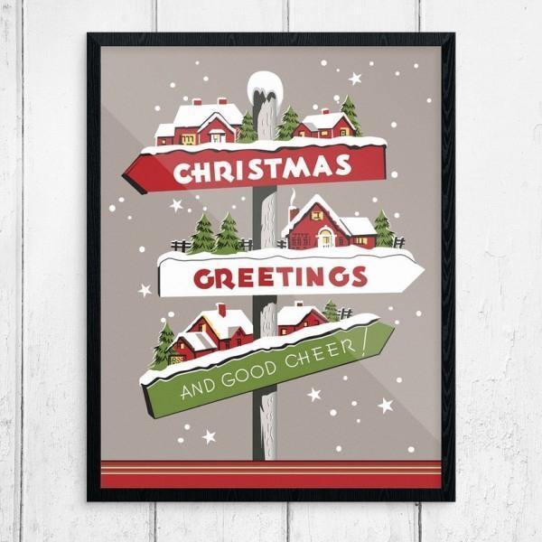 Christmas Greetings & Holiday Cheer Sign Post Greeting Card - Thirty Six Knots - thirtysixknots.com