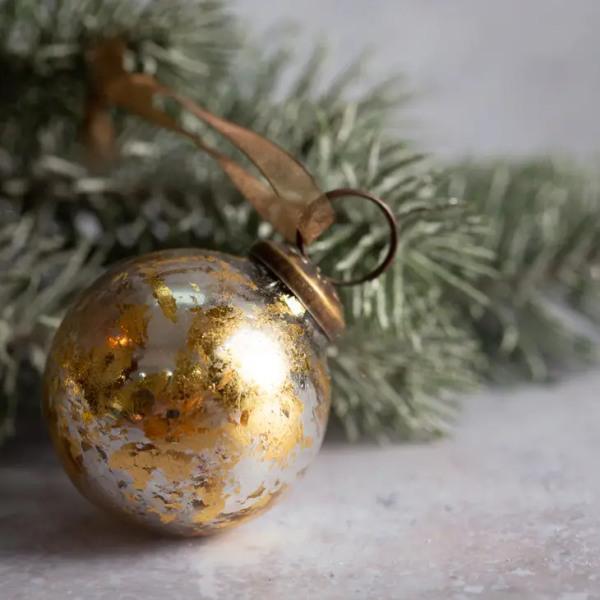 2" Medium Silver With Gold Foil Christmas Decoration - Thirty Six Knots - thirtysixknots.com