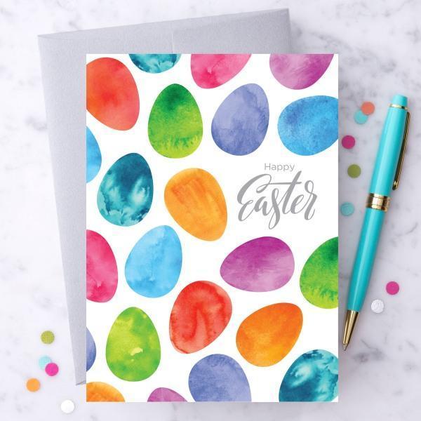 Happy Easter Watercolor Easter Egg Greeting Card - Thirty Six Knots - thirtysixknots.com