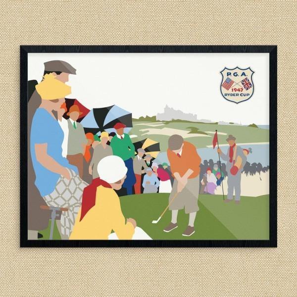 Vintage Ryder Cup British Golf Scene Greeting Card - Thirty Six Knots - thirtysixknots.com