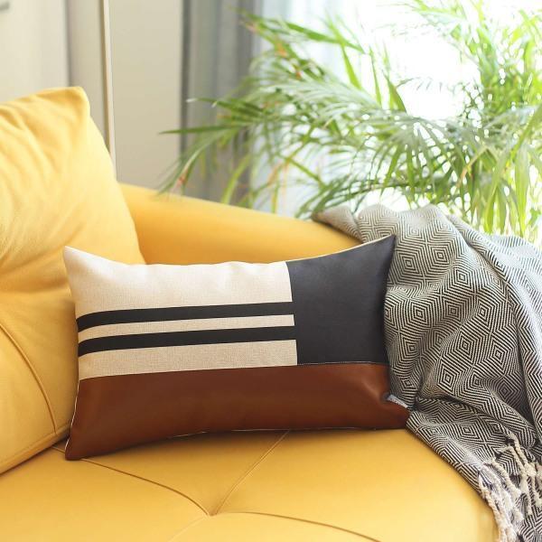 Boho-Chic Decorative Vegan Faux Leather Pillow - Thirty Six Knots - thirtysixknots.com