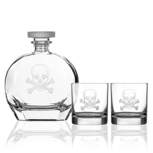 Skull 3 Piece Whiskey Decanter Gift Set -Halloween Glassware - Thirty Six Knots - thirtysixknots.com