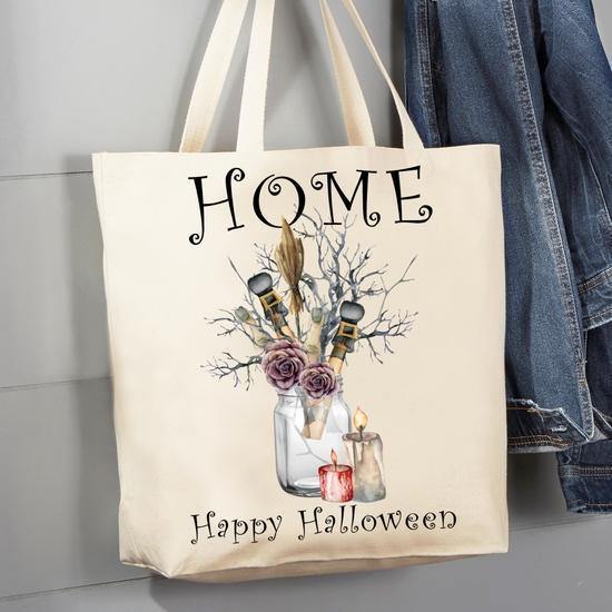 Home Haunted Mason Jar Halloween 12 oz Canas Tote Bag - Thirty Six Knots - thirtysixknots.com