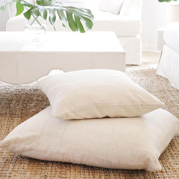 Mudcloth Floor Pillow White